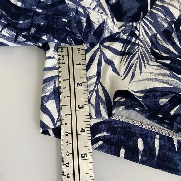 NWT Spanx on the Go Tropical Navy Palm Azul Marino Shorts Size XL Stretch Pullon