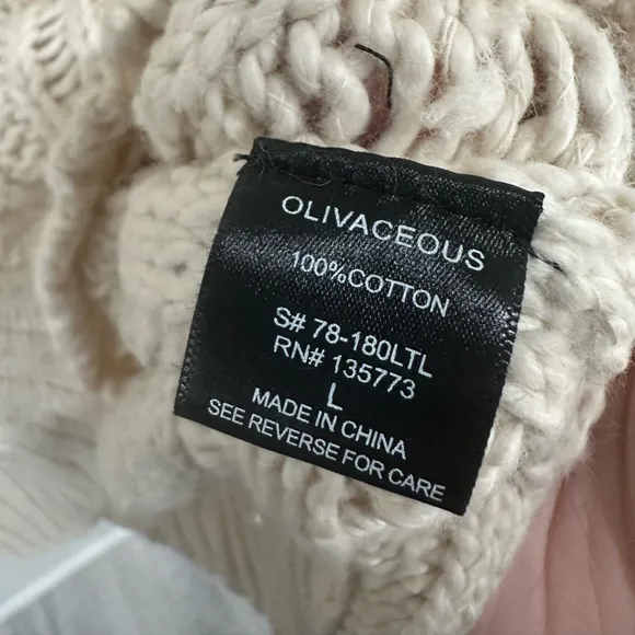 Oliviaceous 100% cotton oversized knit sweater