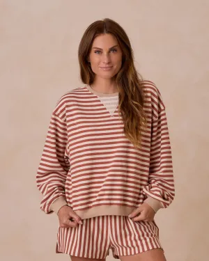 Oversized Crew   Short Set | Poppy Stripe