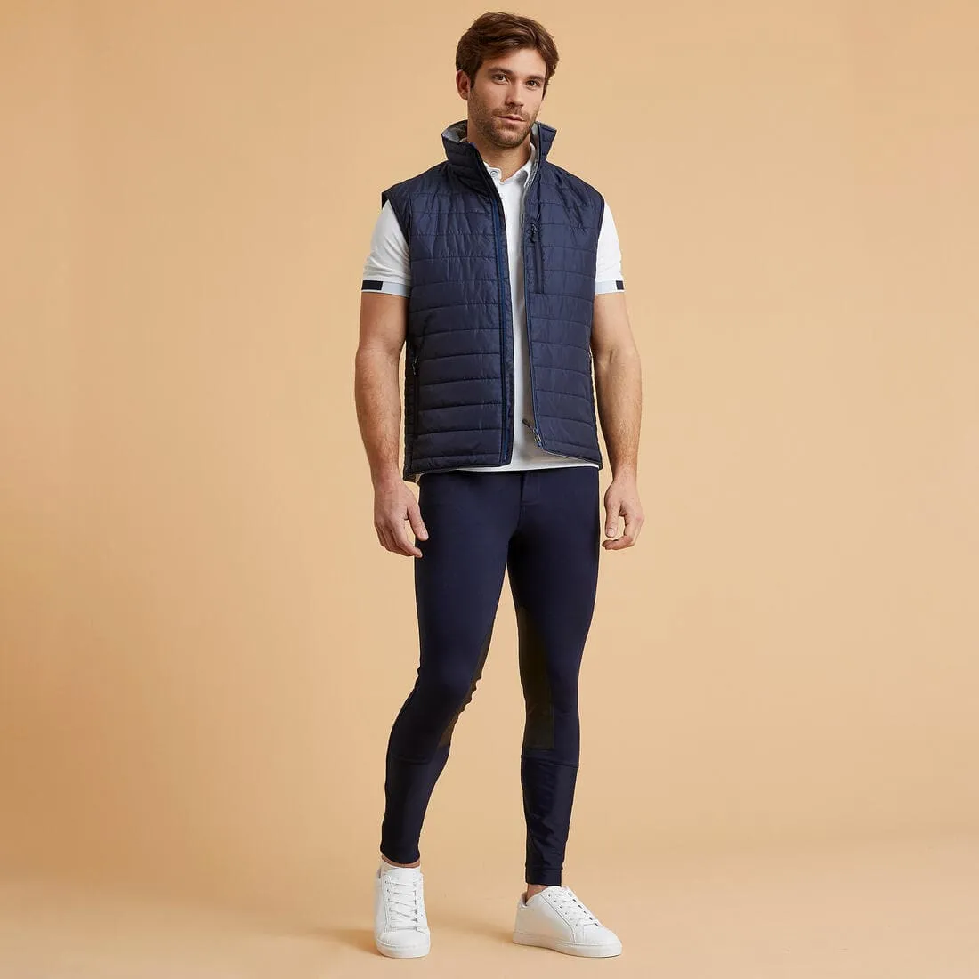 Pantalon équitation homme 140 basanes agrippantes marine