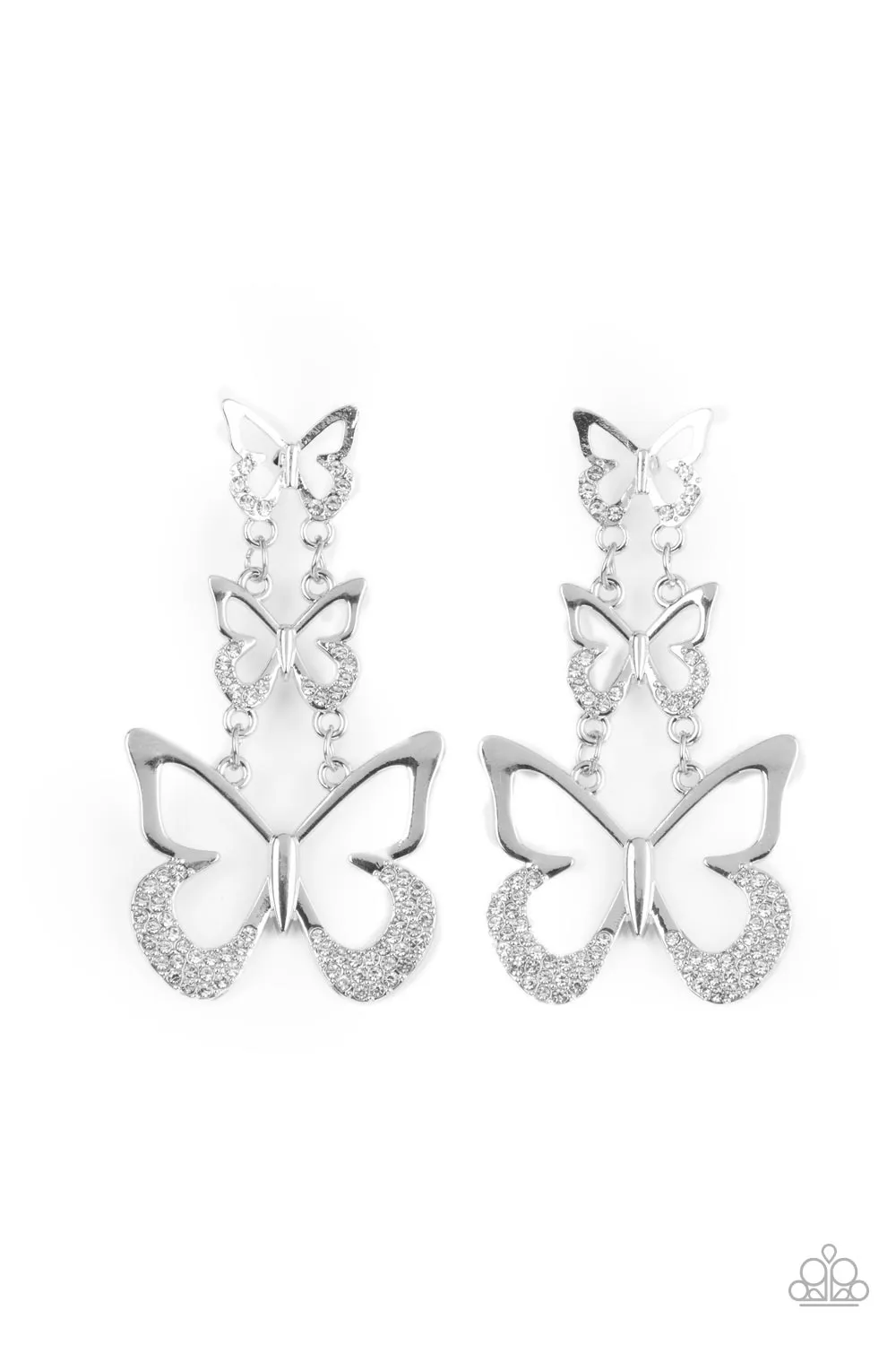 Paparazzi Flamboyant Flutter - White Butterfly Earrings