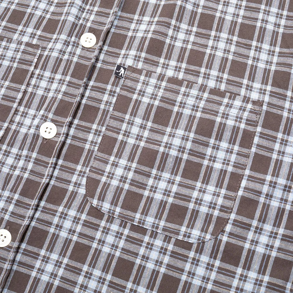 Pass~Port Workers Check Short Sleeve Shirt Chocolate Blue