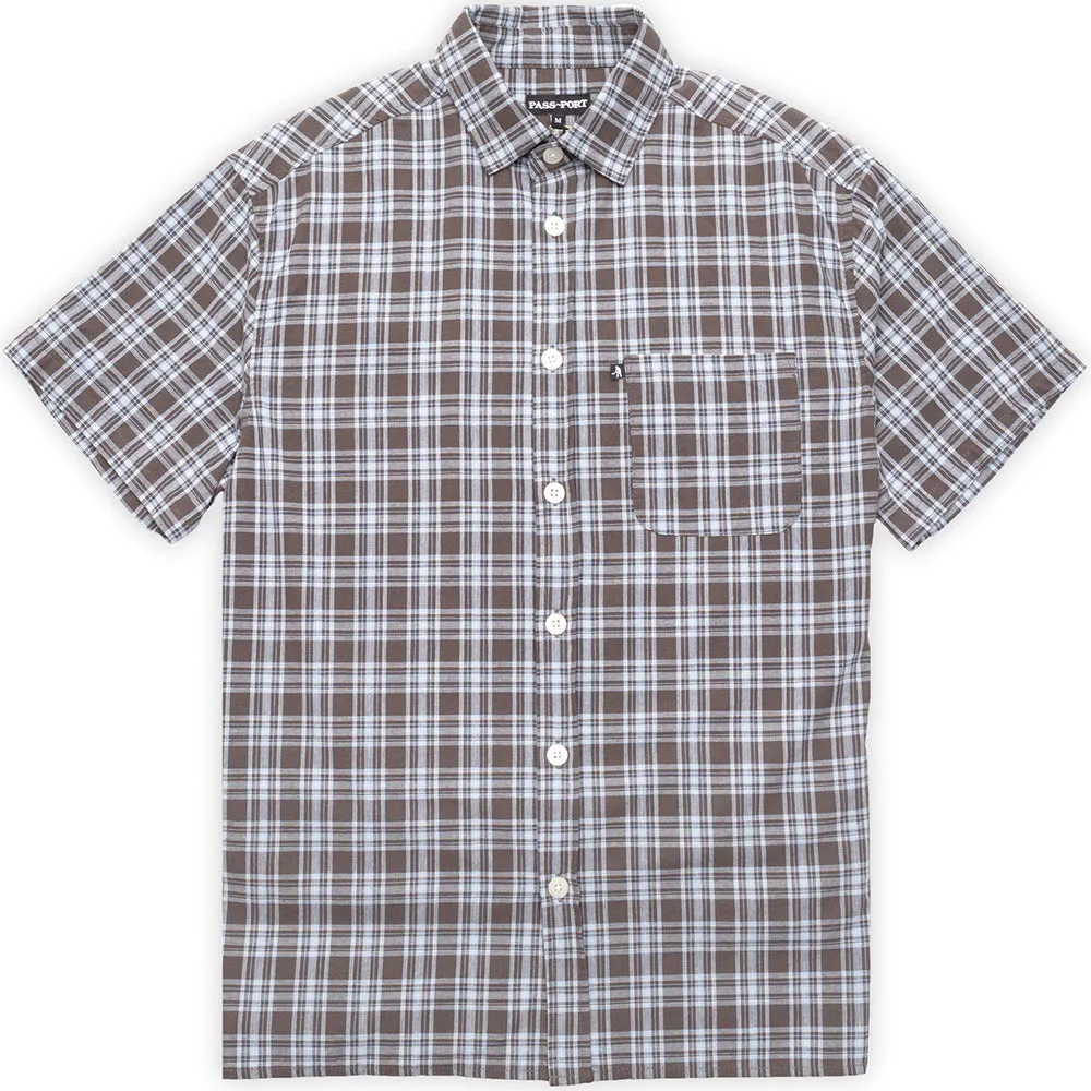 Pass~Port Workers Check Short Sleeve Shirt Chocolate Blue