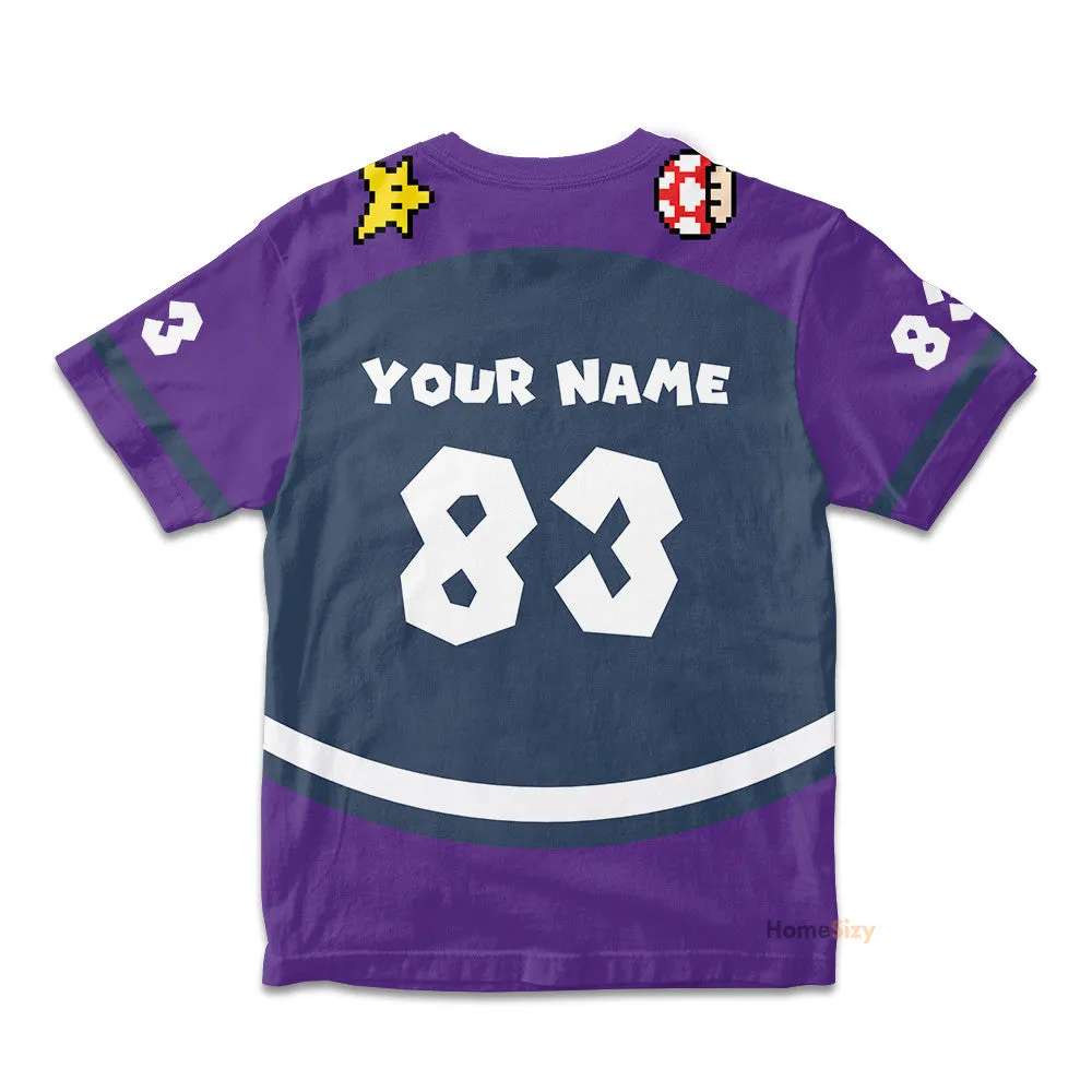Personalized Custom Name And Number 3D Waluigi Sports Kid Tshirt QT212094Hf