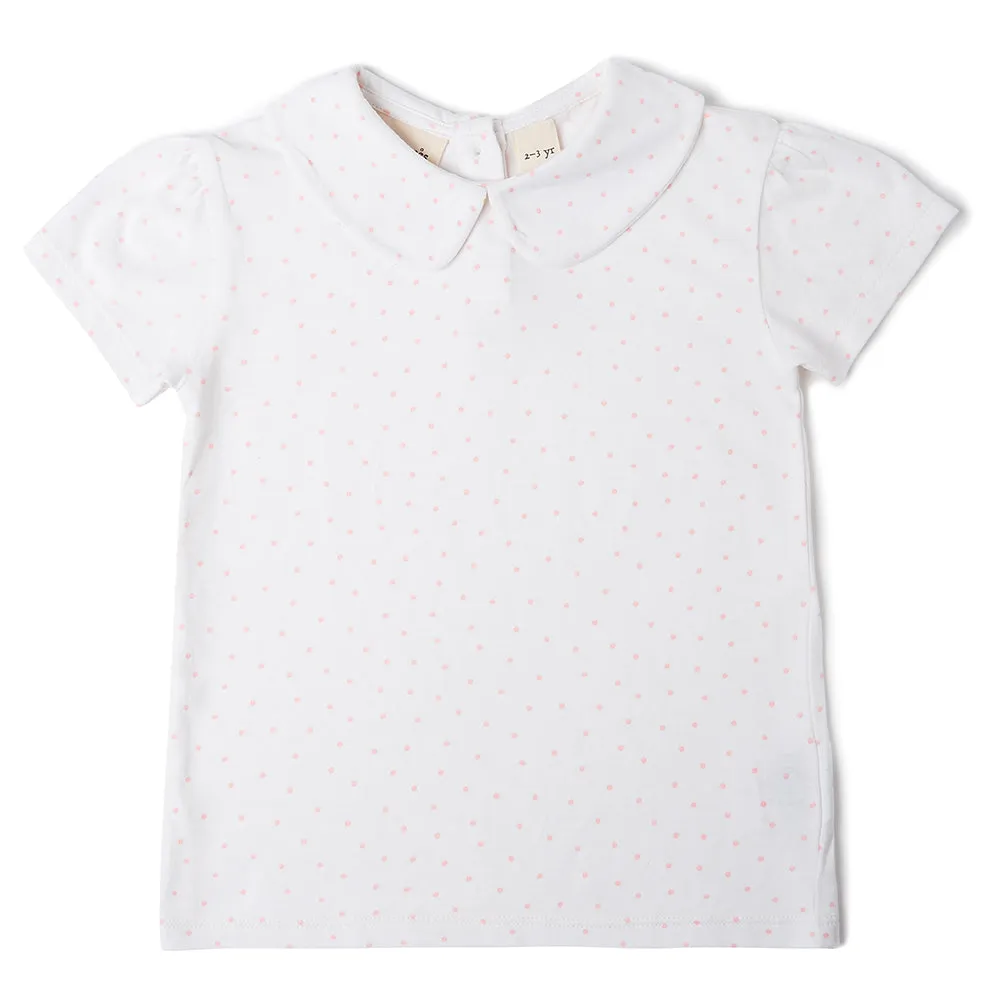 Peter Pan Short Sleeved T-Shirt - Pink Spot