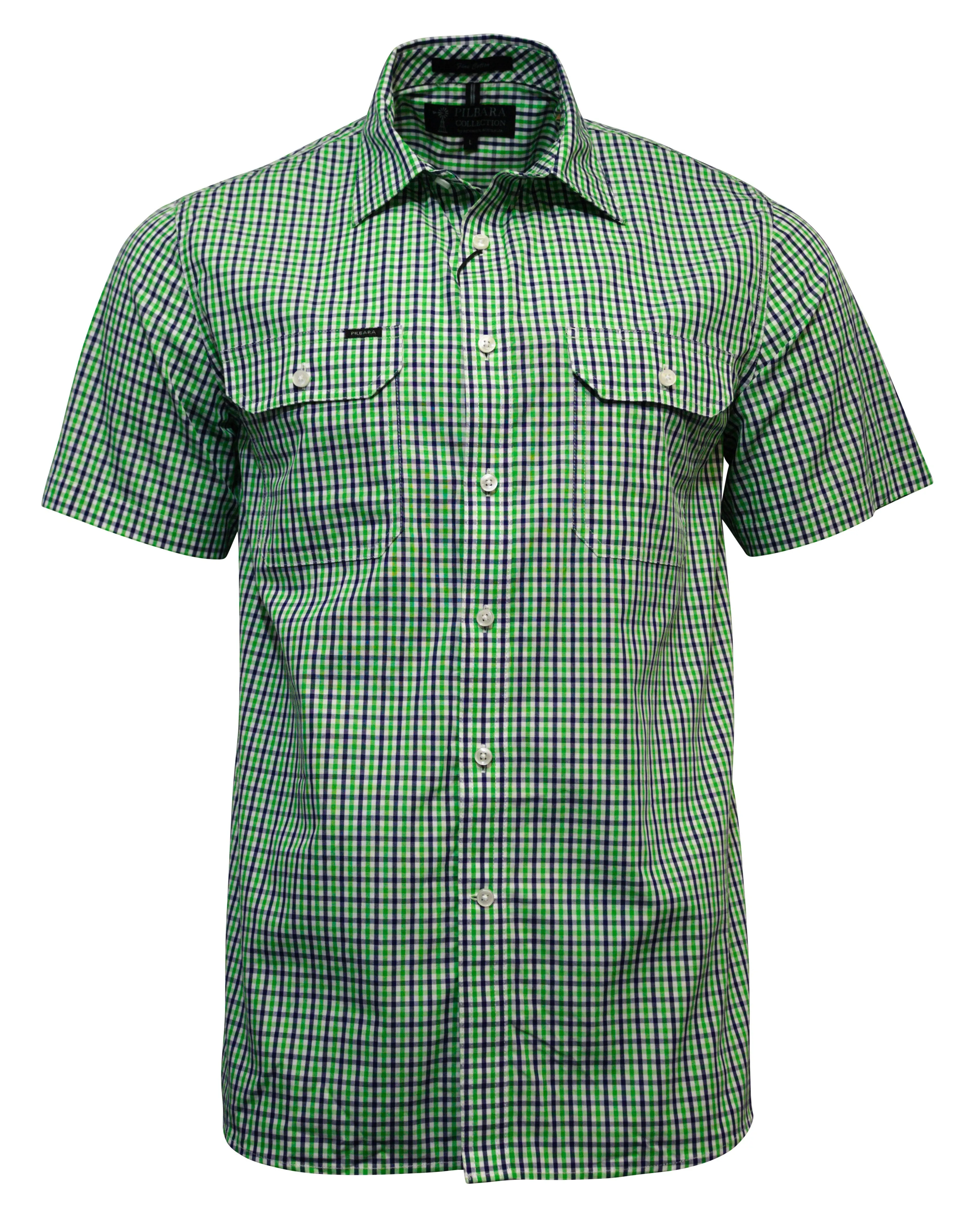 Pilbara Short Sleeve Check Double Pocket Shirt
