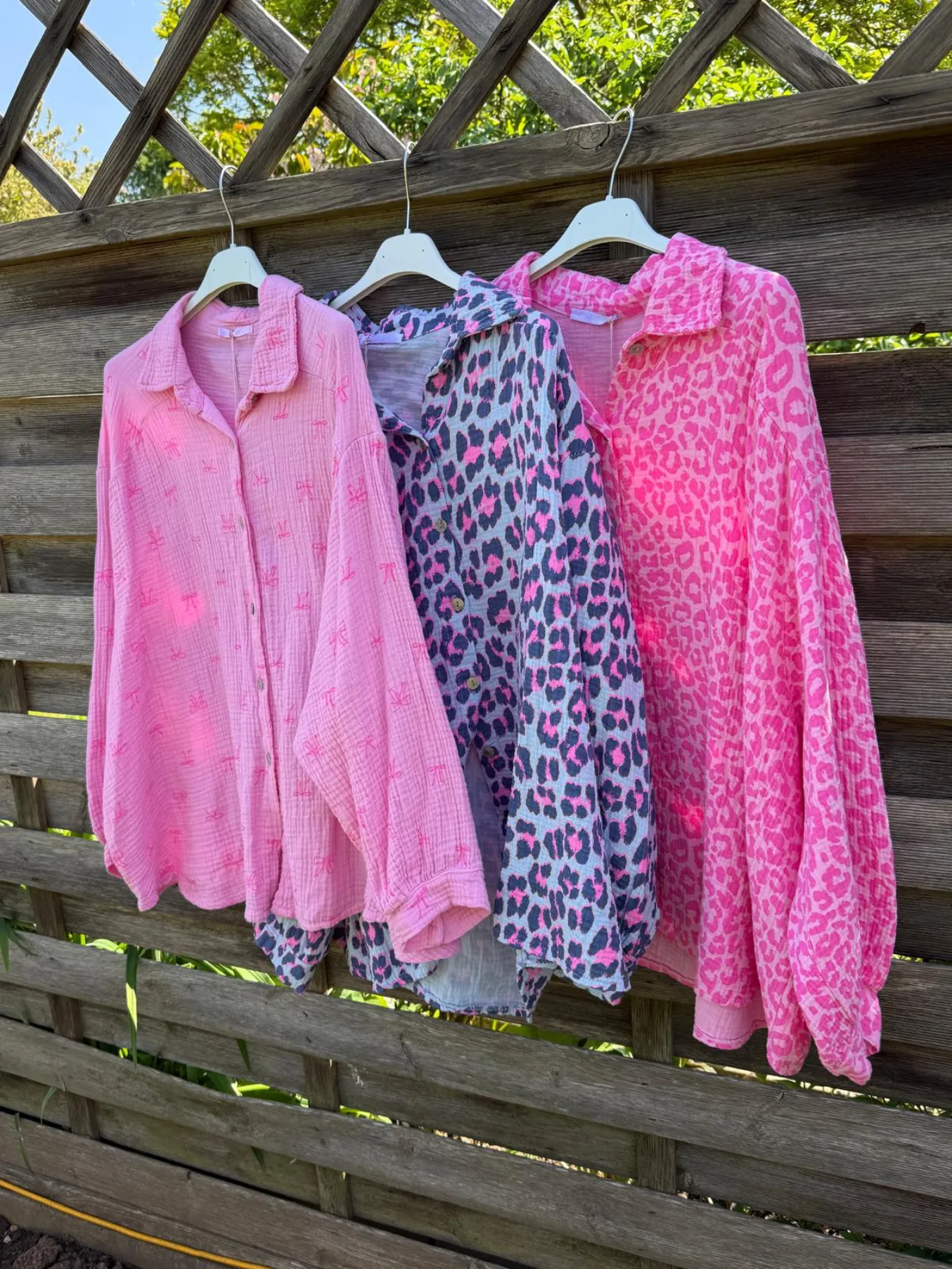 Pink Bow Oversized Cheesecloth Shirt