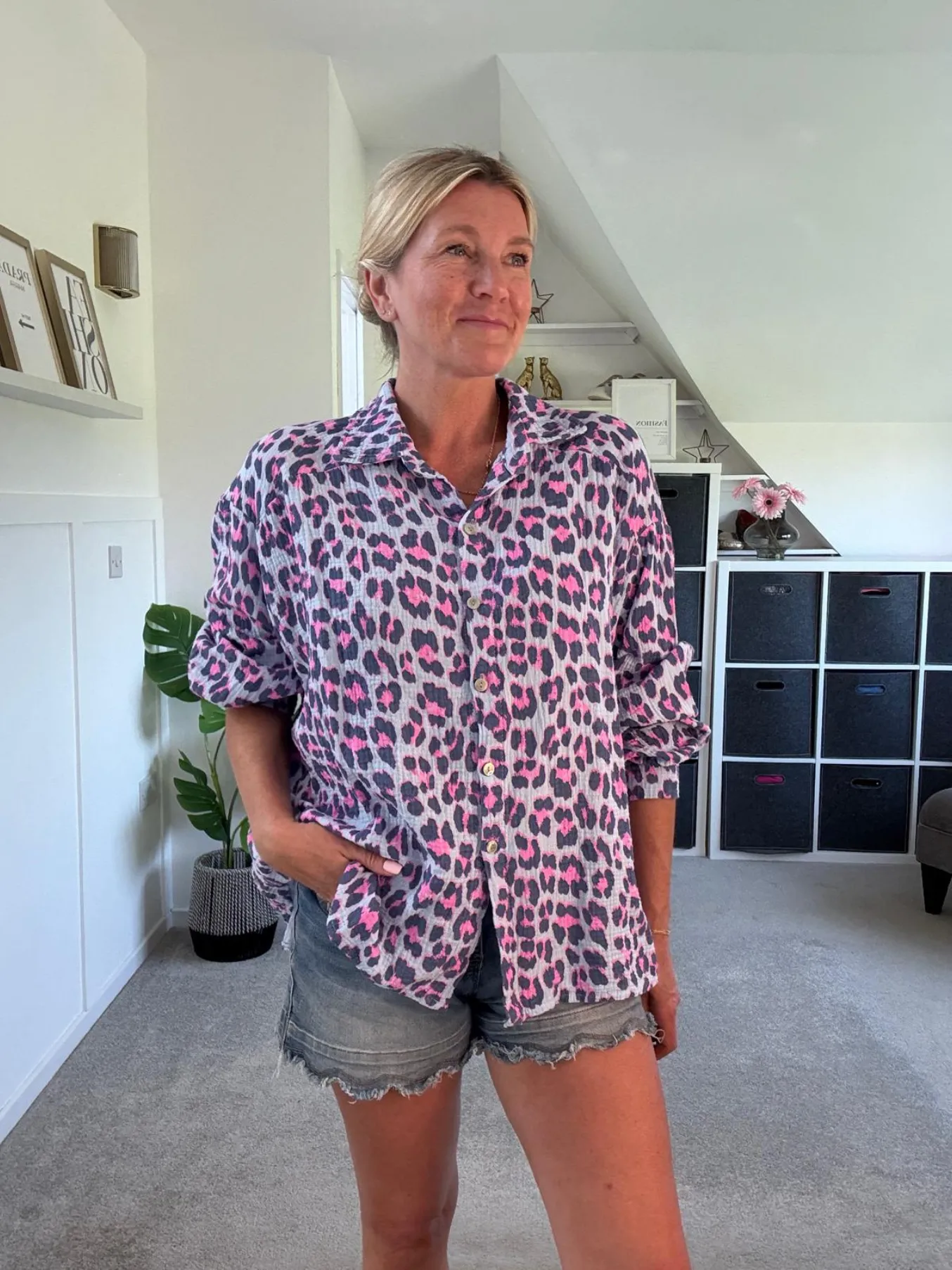 Pink Bow Oversized Cheesecloth Shirt