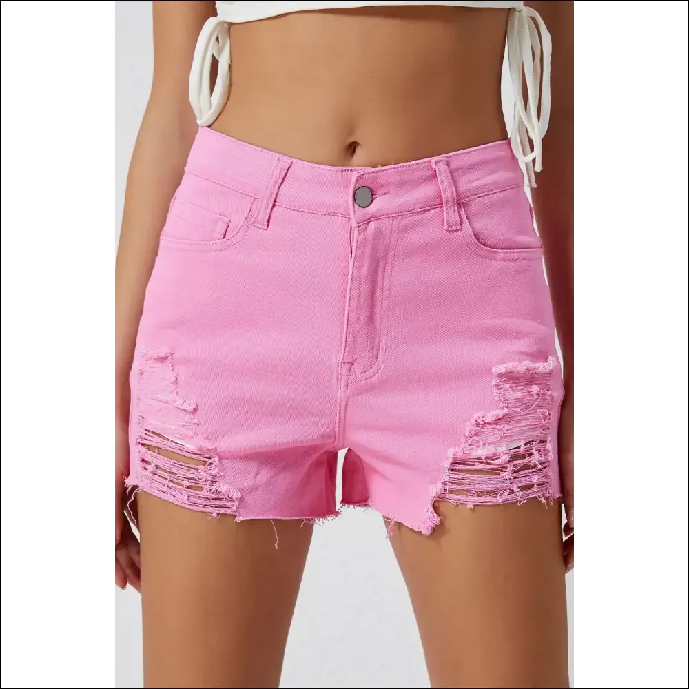 Playfully Distressed Denim Shorts