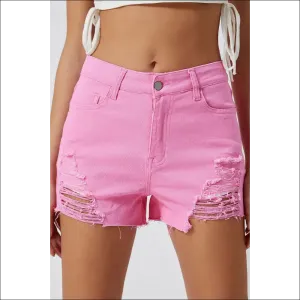 Playfully Distressed Denim Shorts