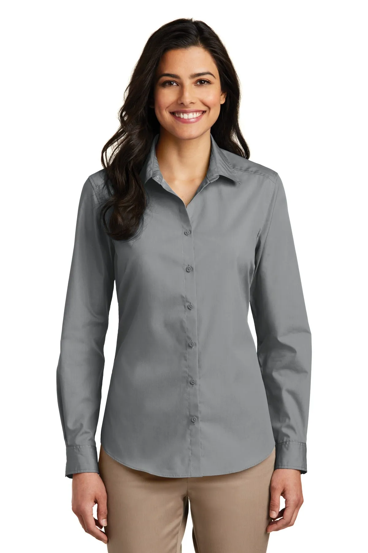 Port Authority¨ Ladies Long Sleeve Carefree Poplin Shirt. LW100