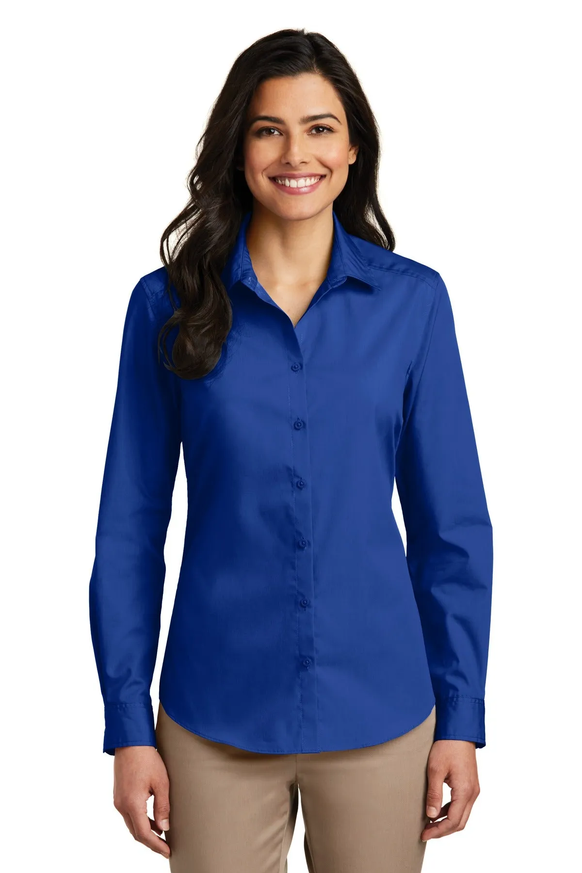 Port Authority¨ Ladies Long Sleeve Carefree Poplin Shirt. LW100