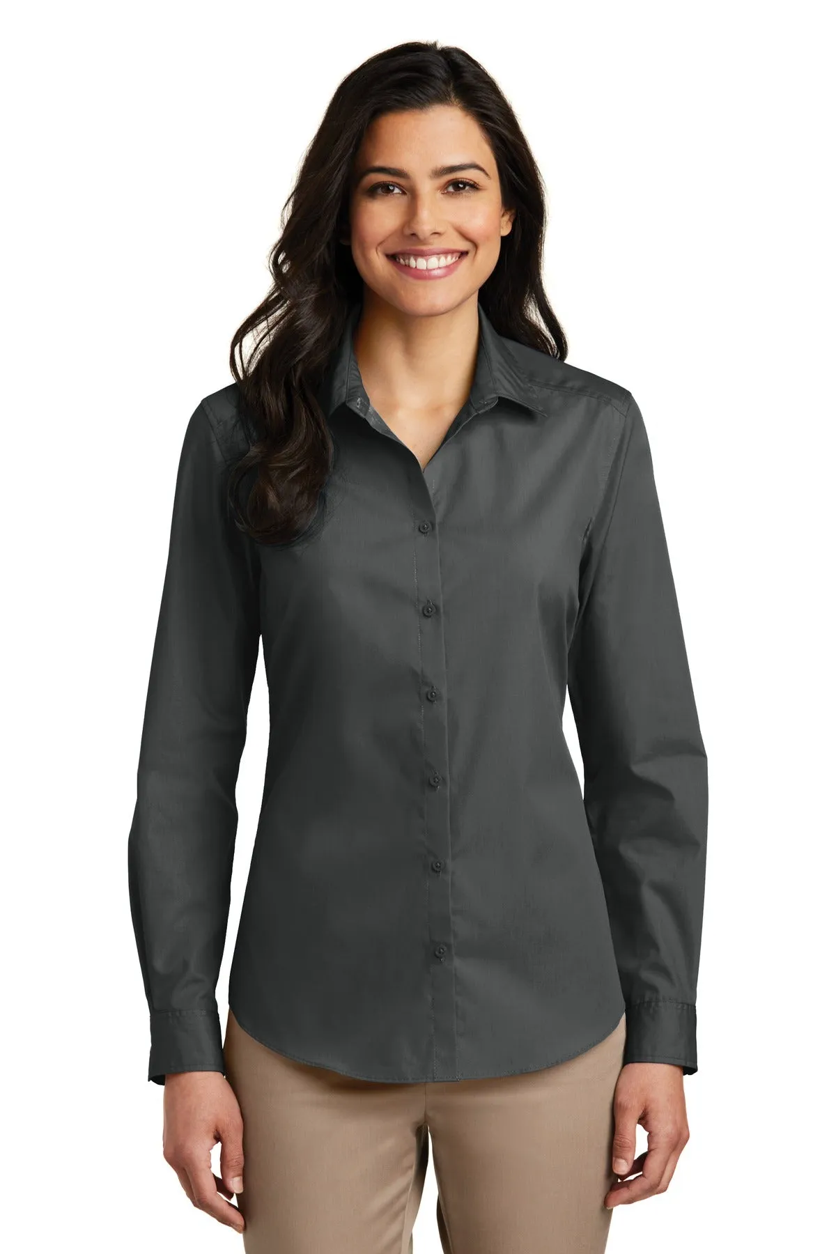 Port Authority¨ Ladies Long Sleeve Carefree Poplin Shirt. LW100
