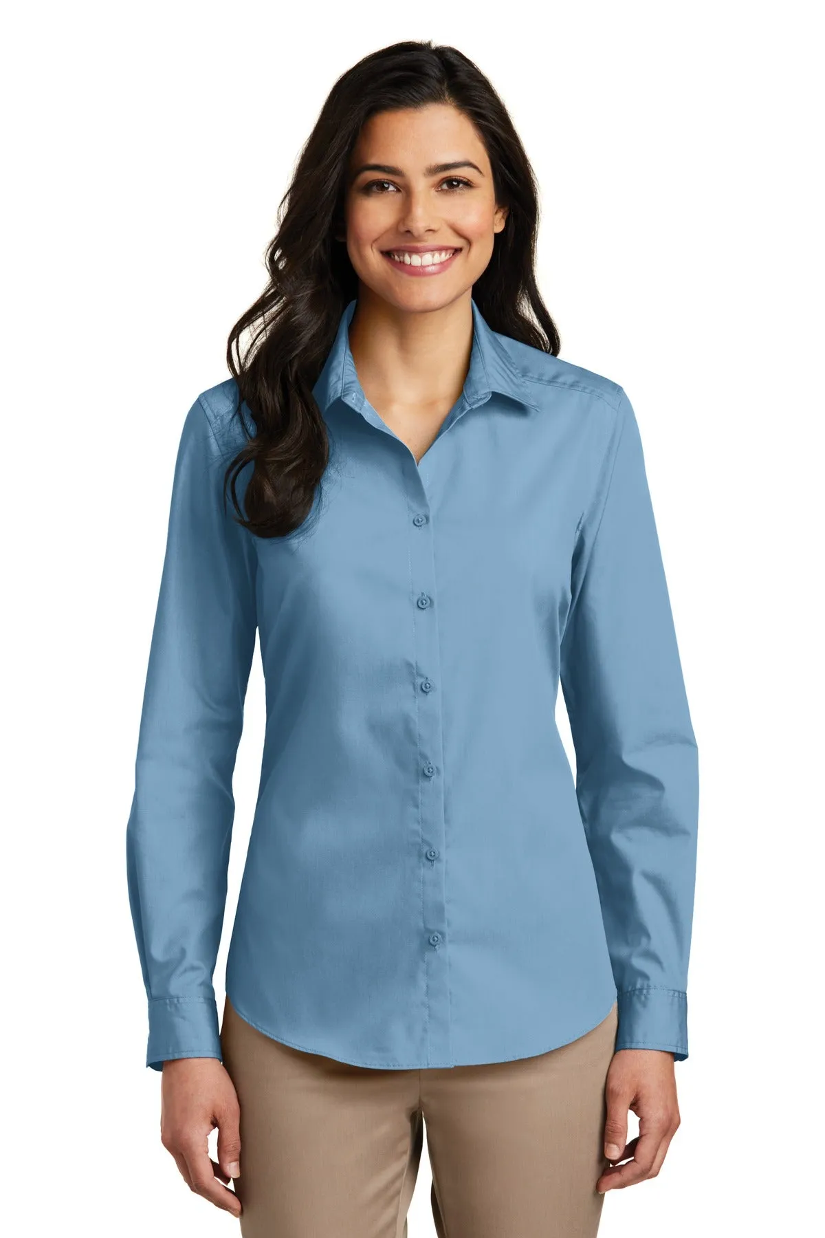 Port Authority¨ Ladies Long Sleeve Carefree Poplin Shirt. LW100