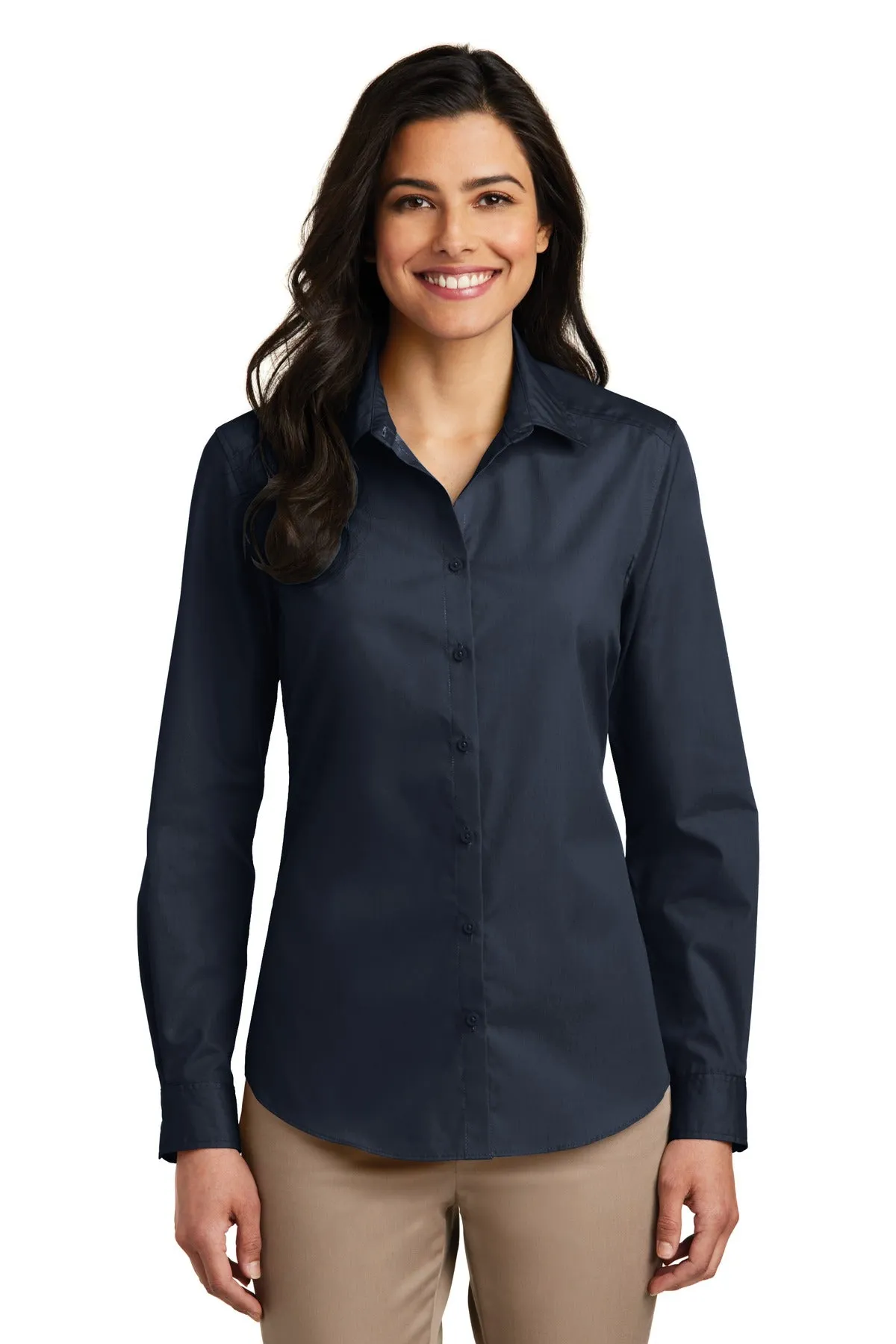 Port Authority¨ Ladies Long Sleeve Carefree Poplin Shirt. LW100