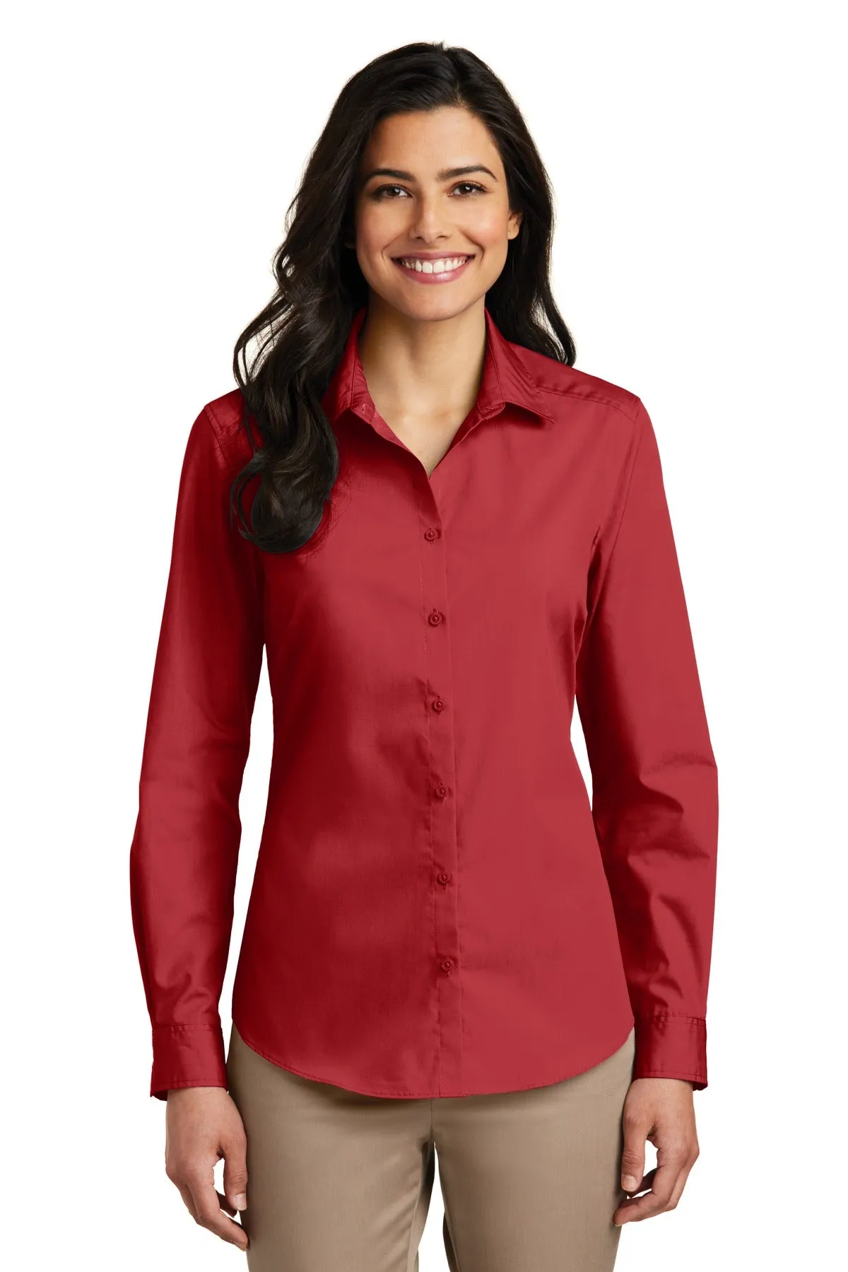 Port Authority¨ Ladies Long Sleeve Carefree Poplin Shirt. LW100