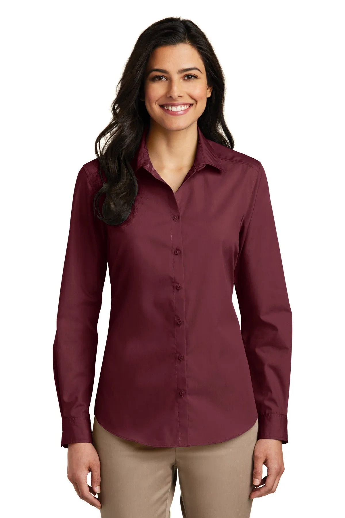 Port Authority¨ Ladies Long Sleeve Carefree Poplin Shirt. LW100