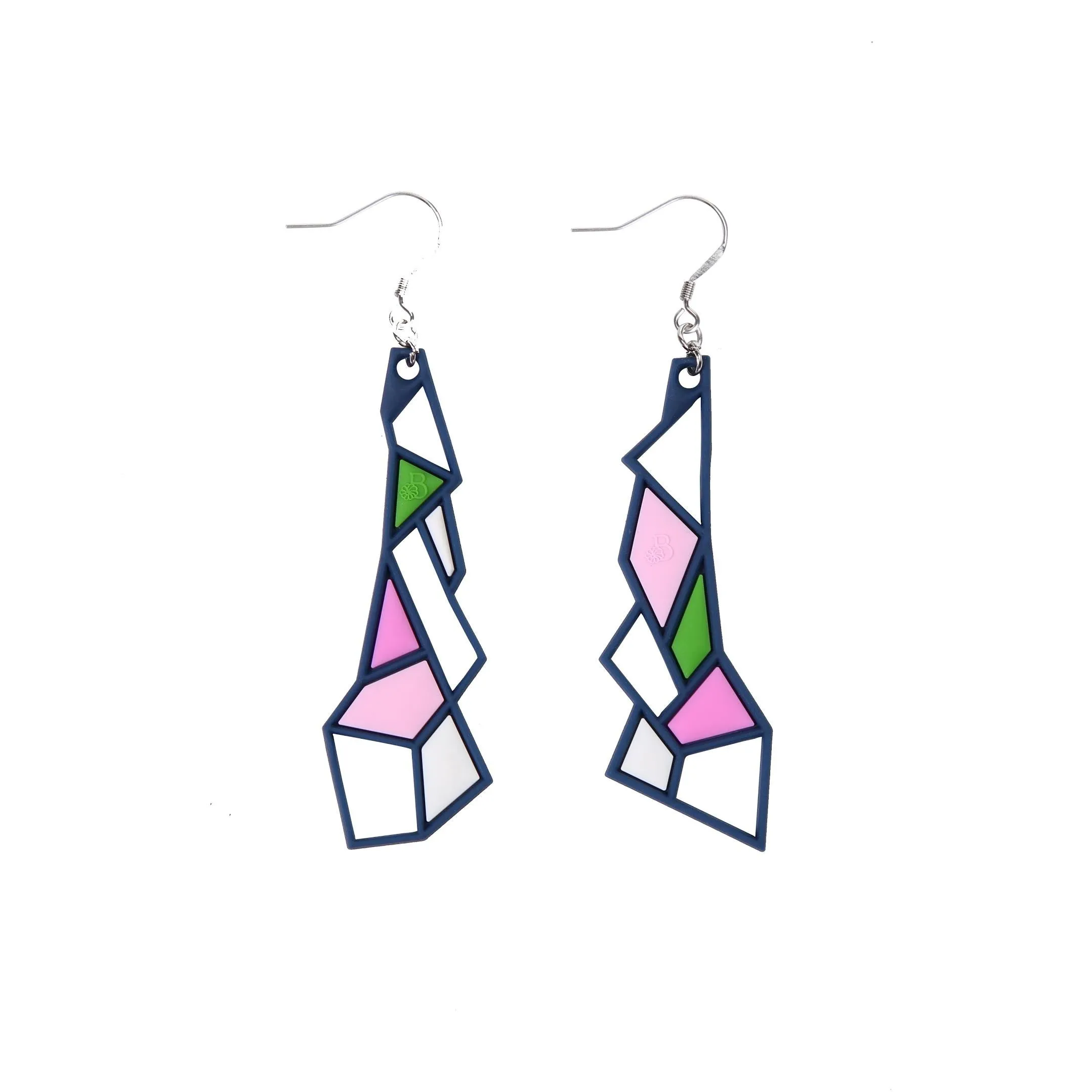 Prism Earrings, Pink & Green
