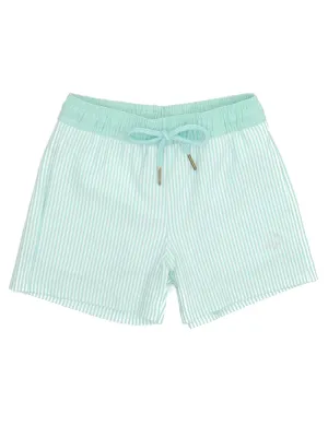 Properly Tied Boys Alex Seersucker Swim Trunk - Seafoam
