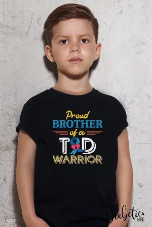 Proud Brother of a T1D Warrior - Kids Graphic Diabetes Tee