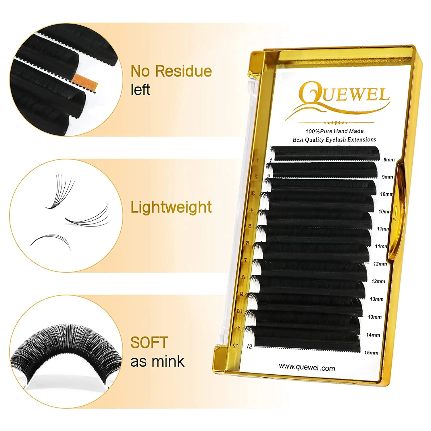QUEWEL Volume Eyelash Extensions Mix-8-15mm (B Curl)