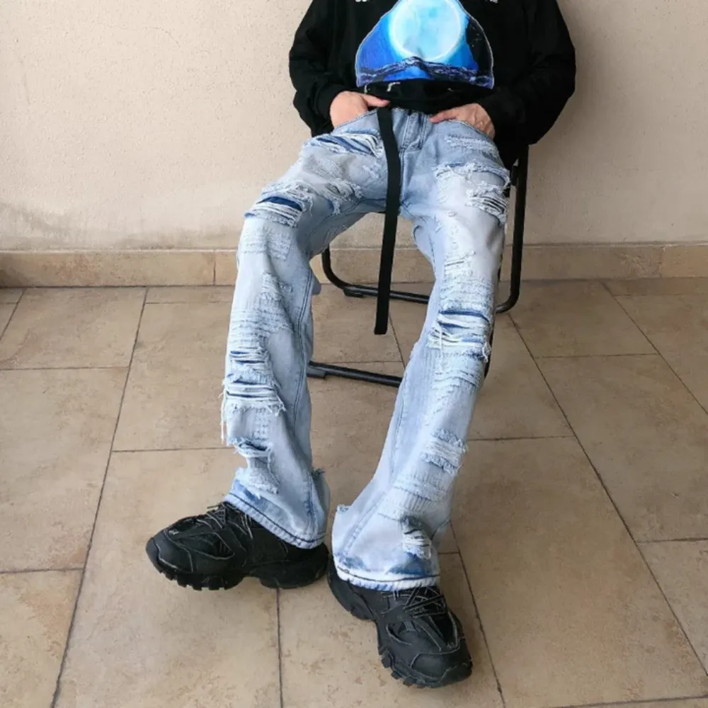 "American high street damage ripped straight" Jeans