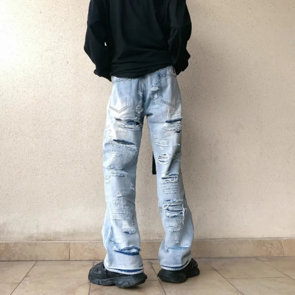 "American high street damage ripped straight" Jeans