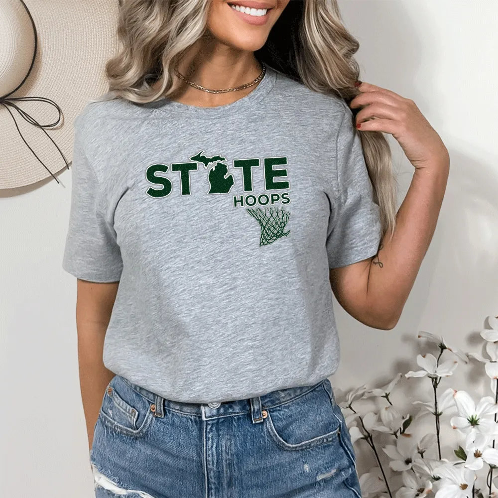 "State Hoops" Relaxed Fit Crew Unisex T-Shirt