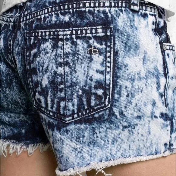 Rag &amp; Bone Acid Wash Blue Denim Cut Off Jean Shorts Frayed Hem