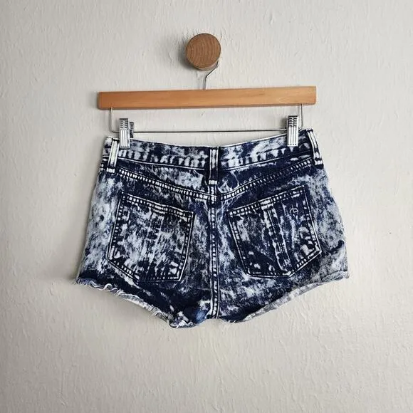 Rag &amp; Bone Acid Wash Blue Denim Cut Off Jean Shorts Frayed Hem