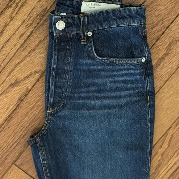 Rag &amp; Bone High Rise Straight Leg Ankle Women’s Blue Jeans Sz 28 Made In USA EUC