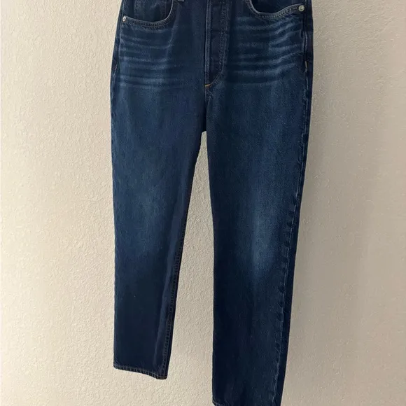 Rag &amp; Bone High Rise Straight Leg Ankle Women’s Blue Jeans Sz 28 Made In USA EUC
