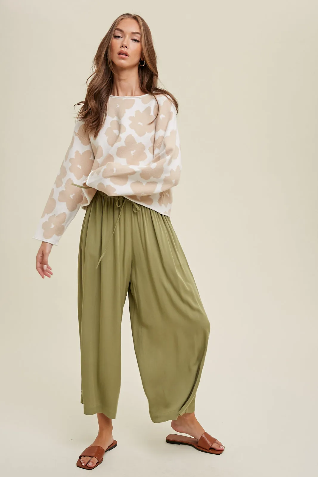 Relaxed Crop Floral Sweater
