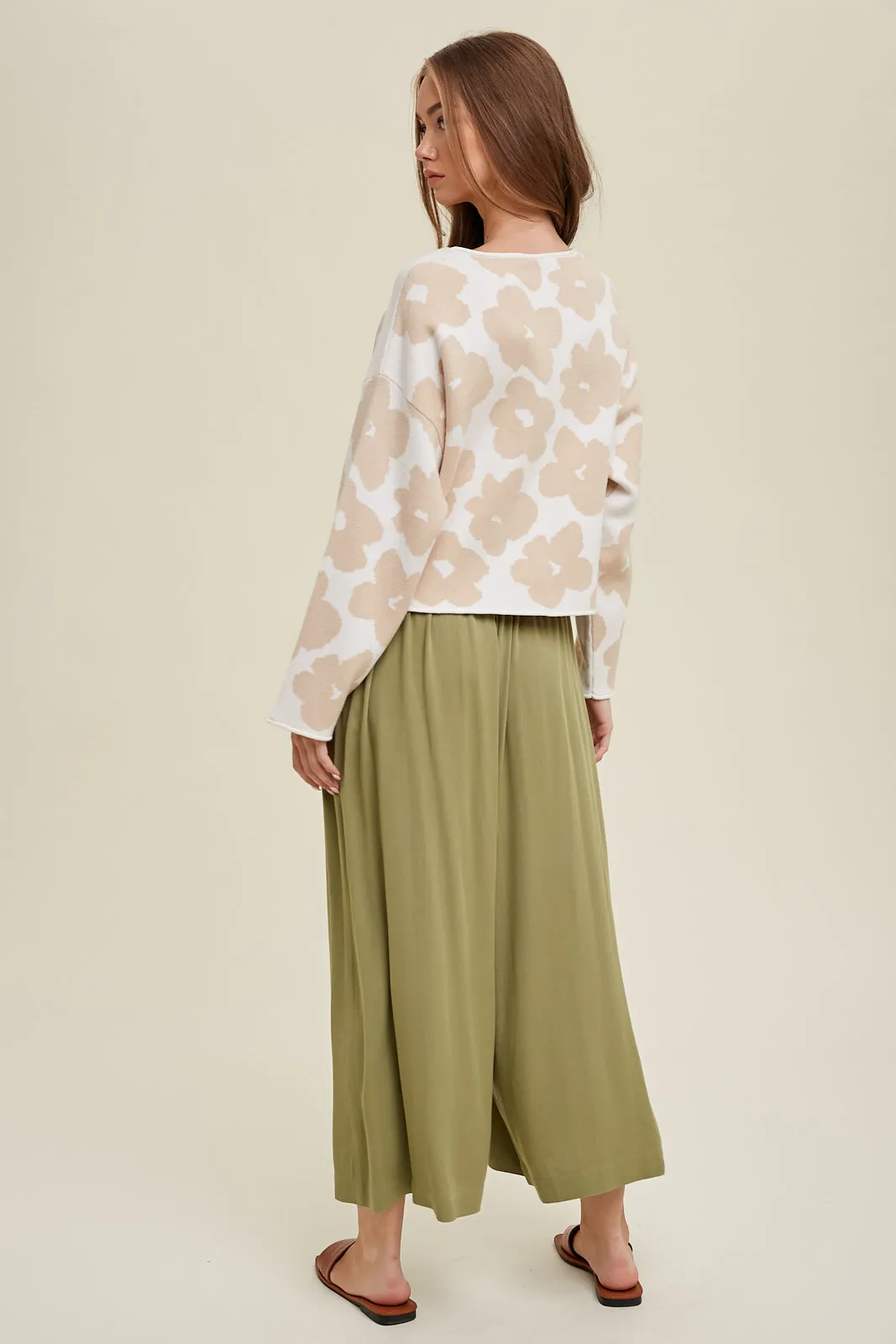 Relaxed Crop Floral Sweater