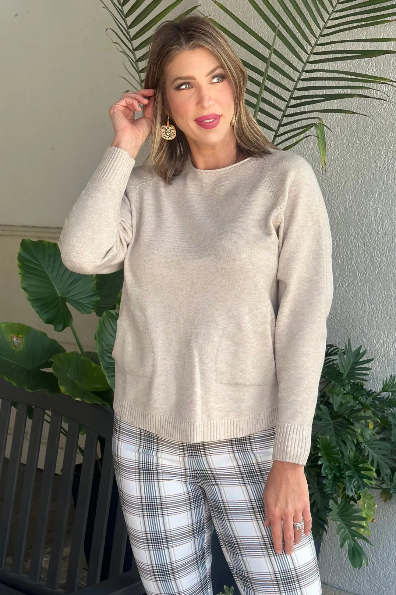 Renuar Love Like This Heather Oyster Button Back Sweater