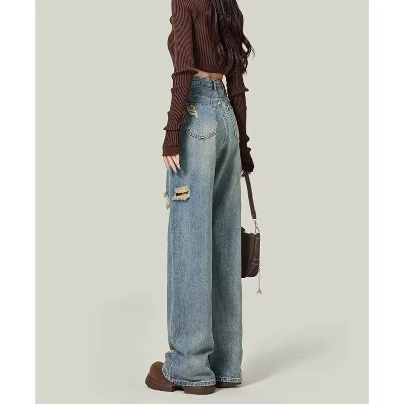 Retro High Street Ripped Jeans