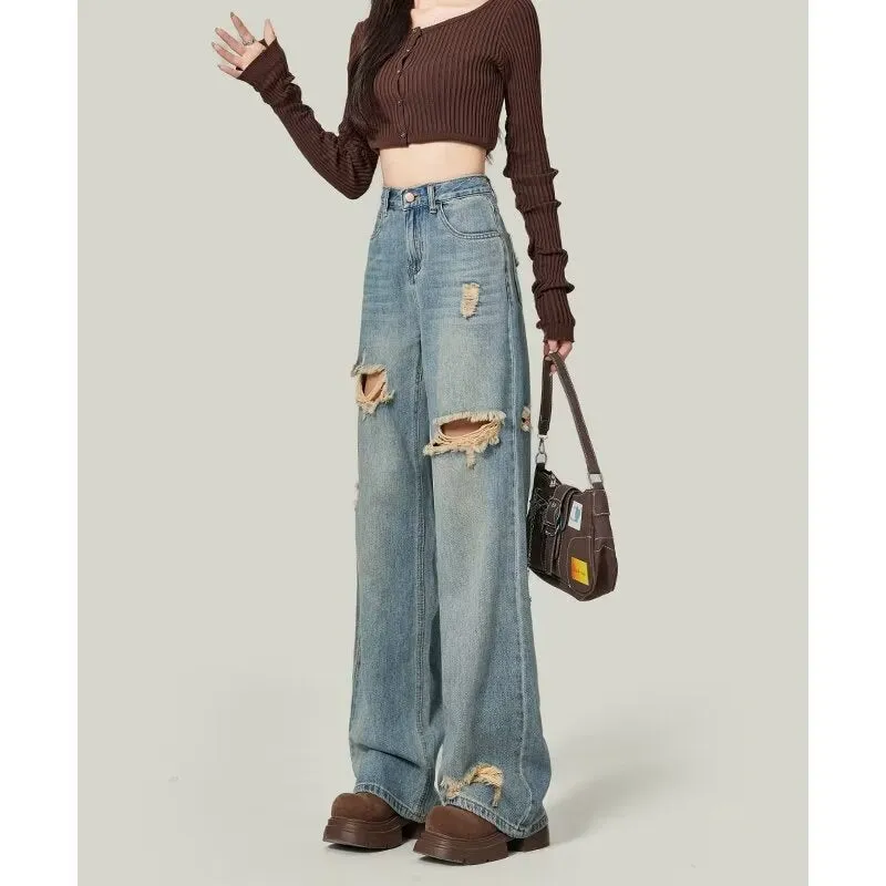 Retro High Street Ripped Jeans