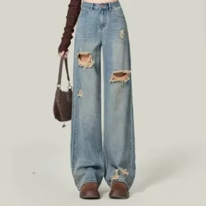 Retro High Street Ripped Jeans