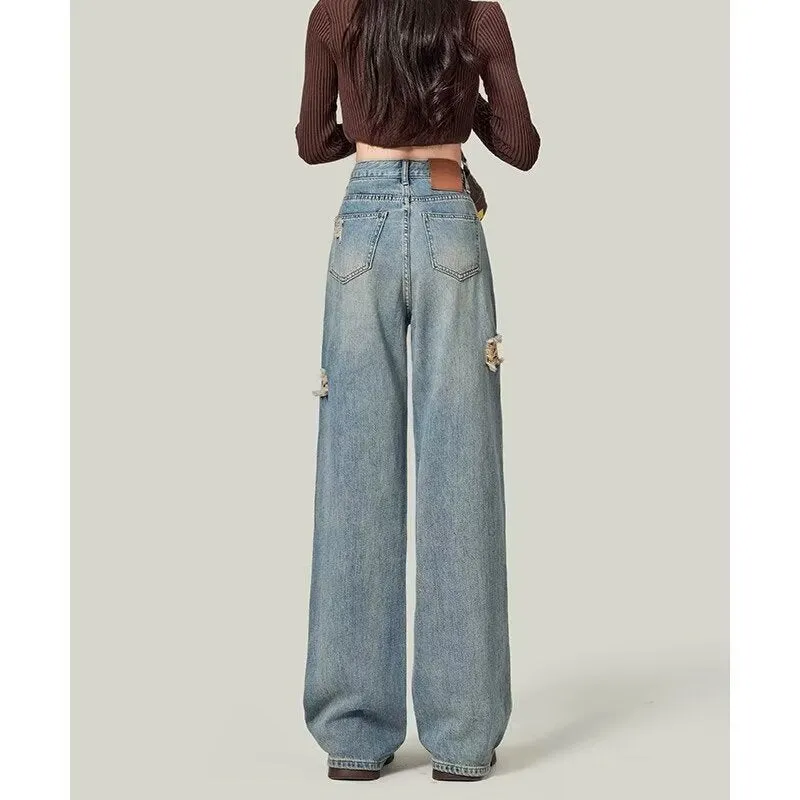 Retro High Street Ripped Jeans
