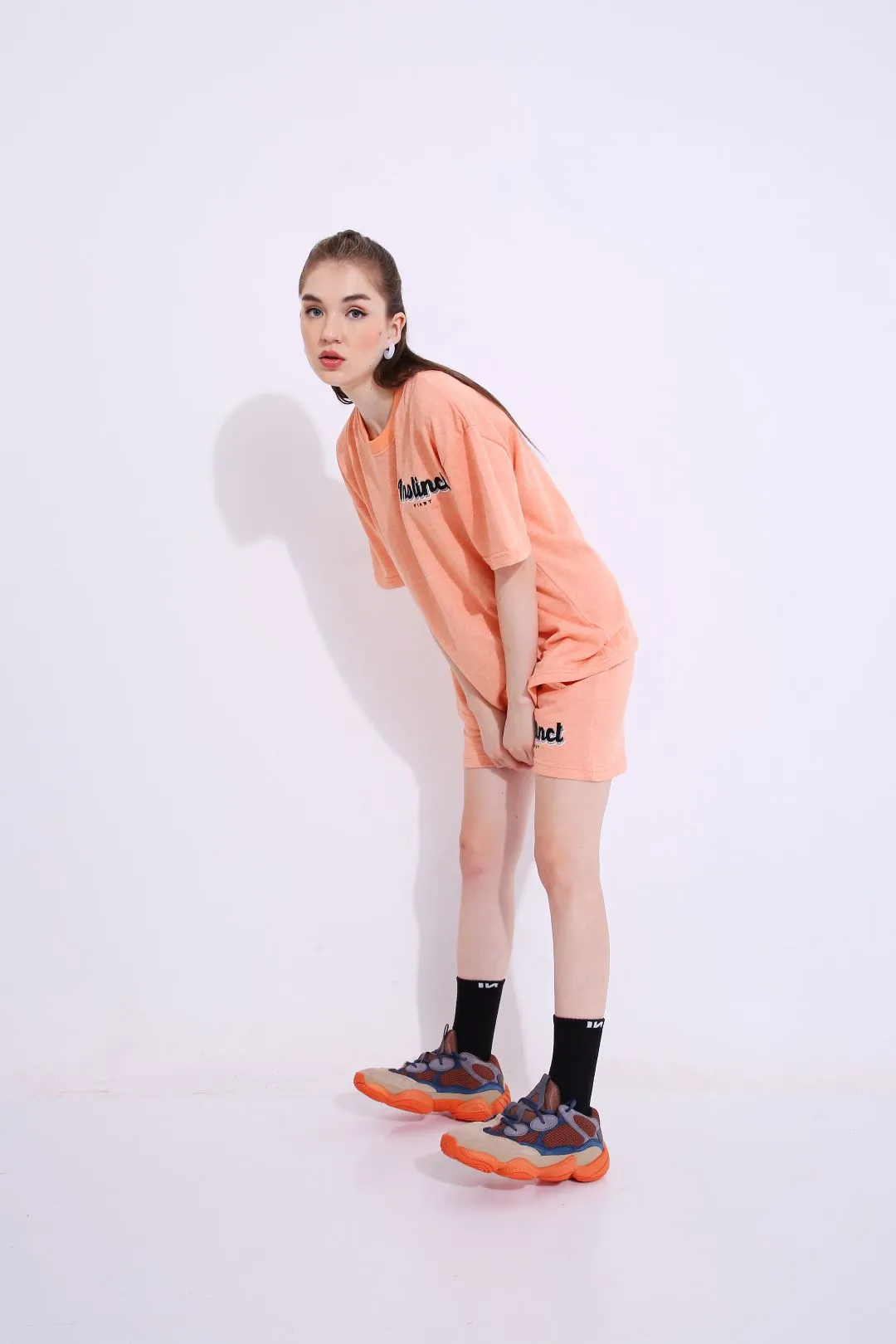 Retro Melange Orange - Oversized Shorts