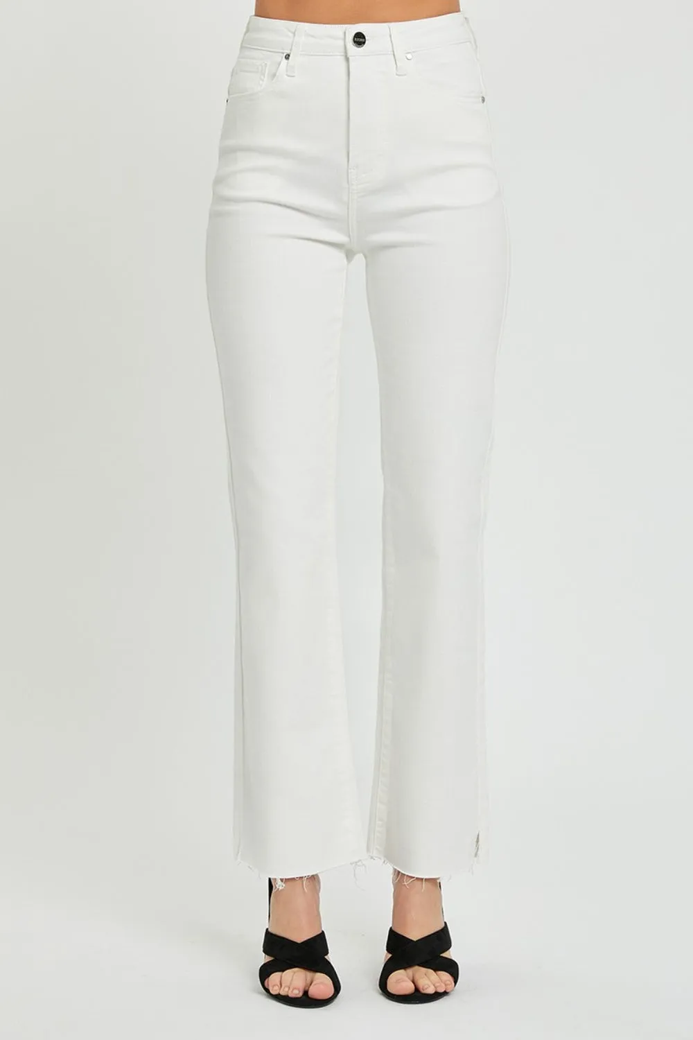 RISEN Full Size High Rise Tummy Control Straight White Jeans