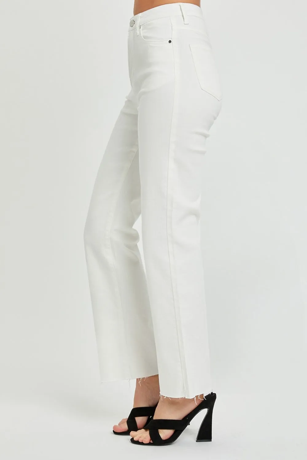RISEN Full Size High Rise Tummy Control Straight White Jeans