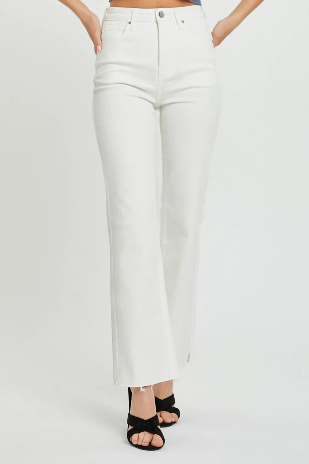 RISEN Full Size High Rise Tummy Control Straight White Jeans