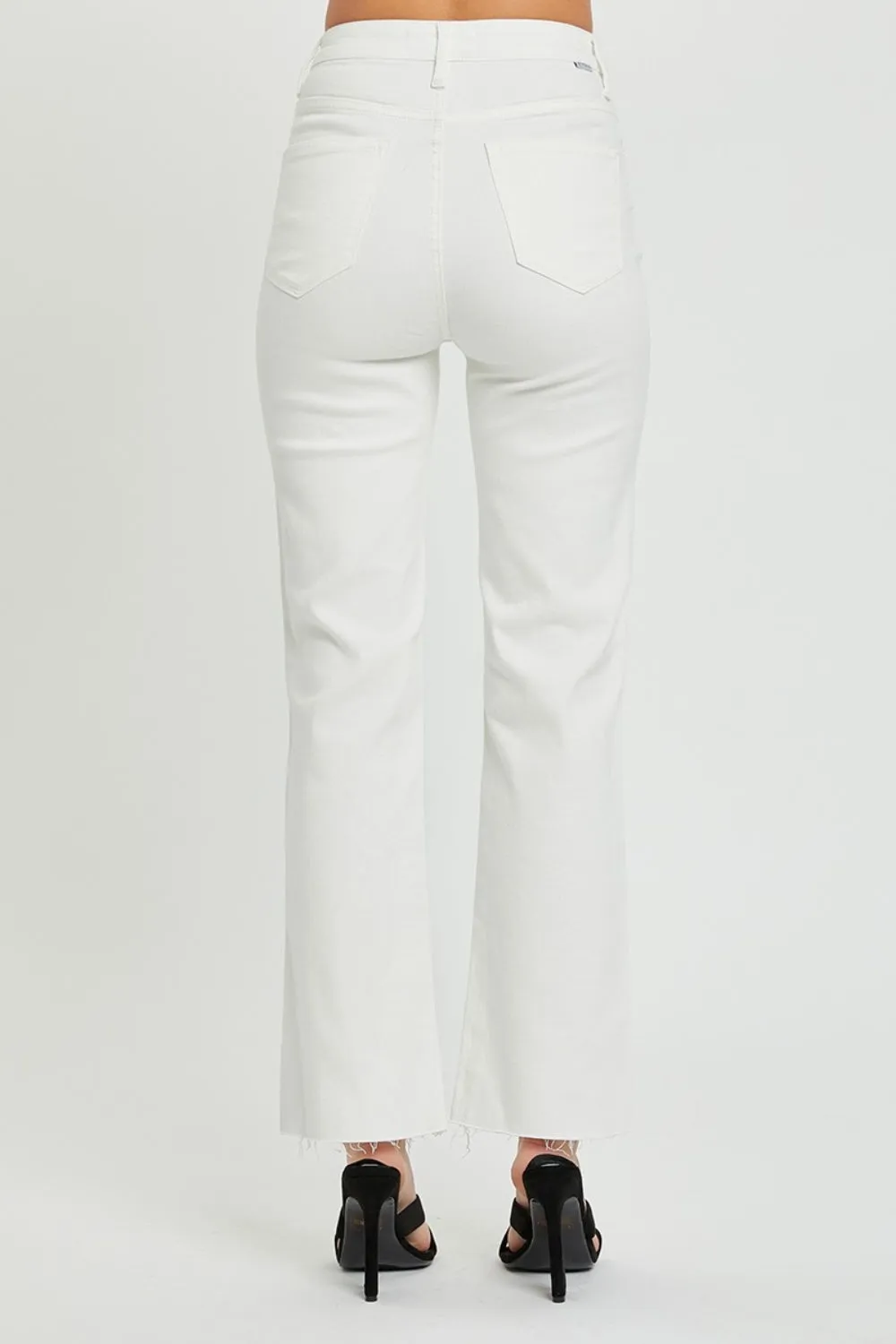 RISEN Full Size High Rise Tummy Control Straight White Jeans