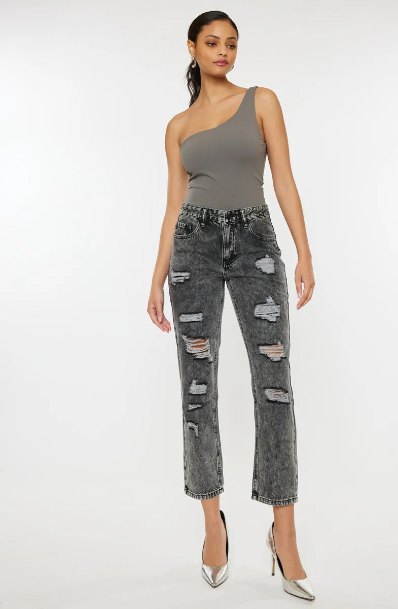 Rita High Rise Slim Straight Fit Leg Jeans