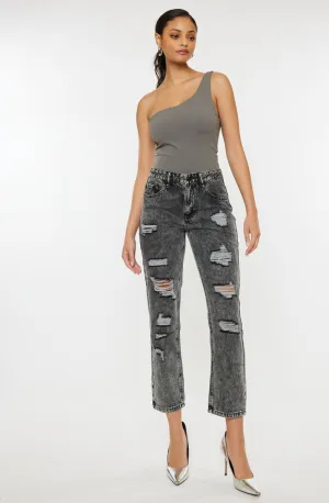 Rita High Rise Slim Straight Fit Leg Jeans