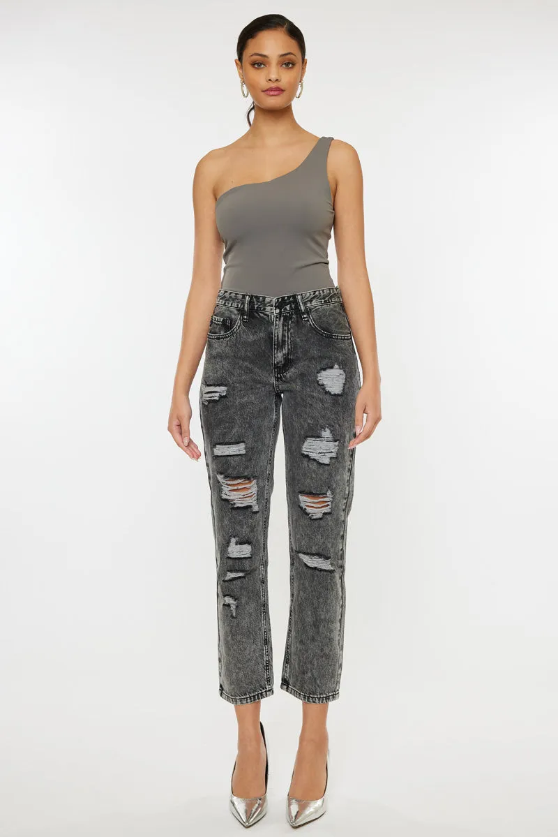 Rita High Rise Slim Straight Fit Leg Jeans