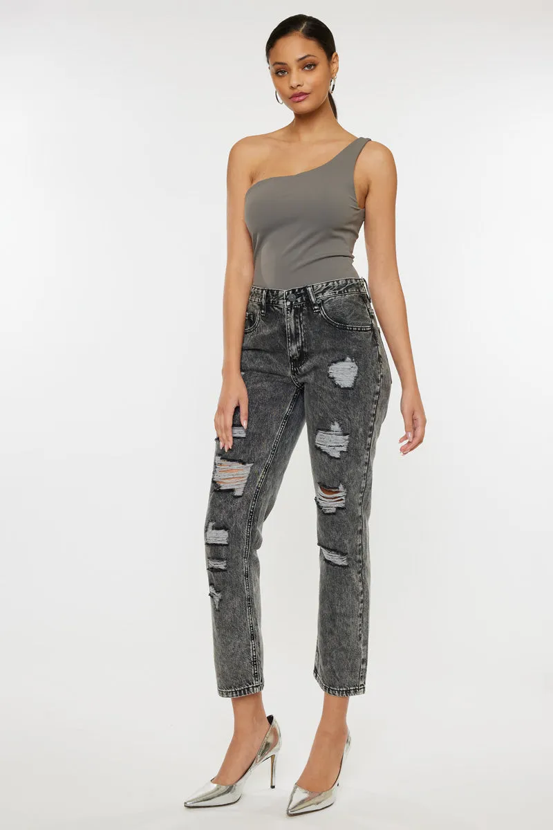 Rita High Rise Slim Straight Fit Leg Jeans