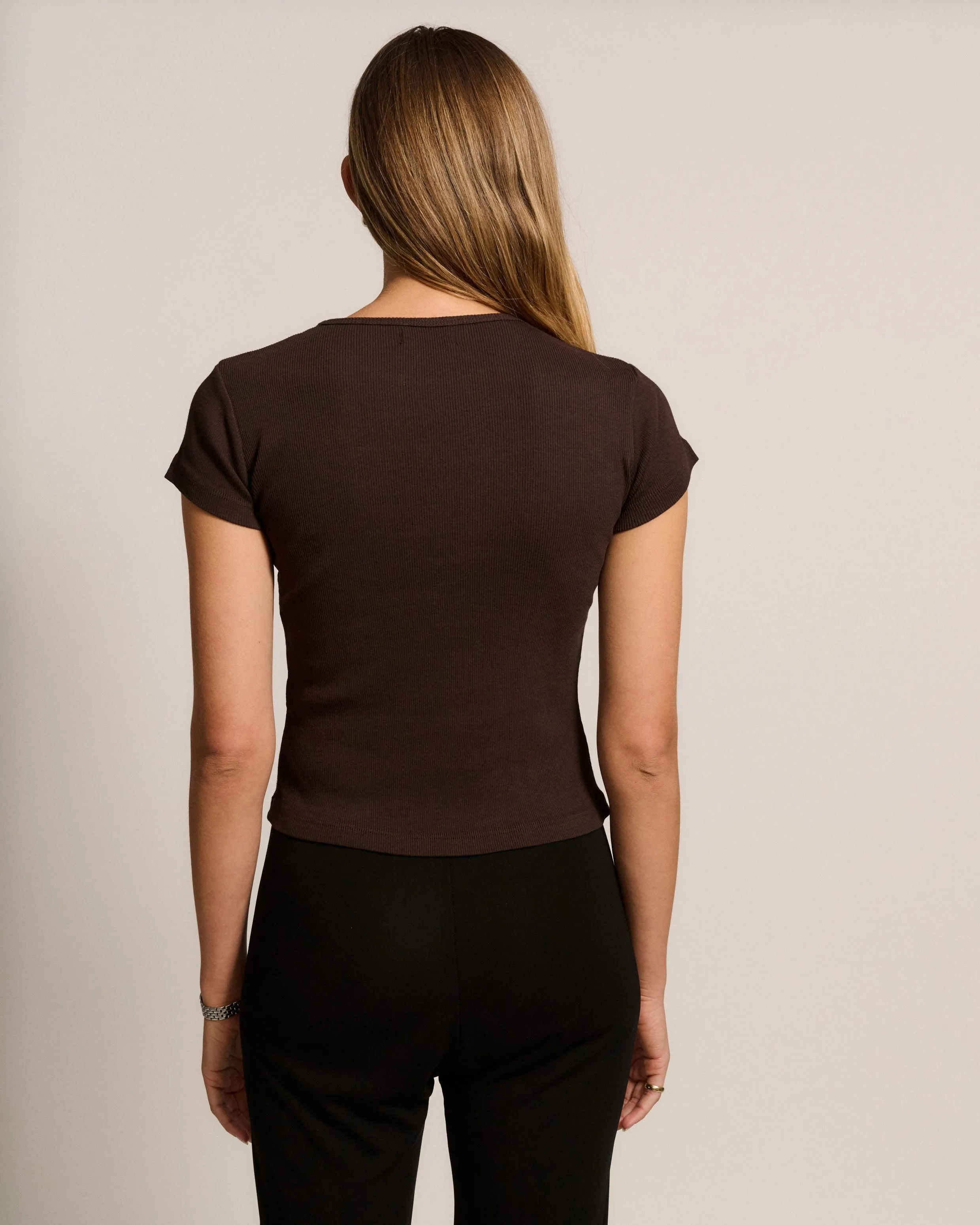 RLT RIBBED TEE - BROWN