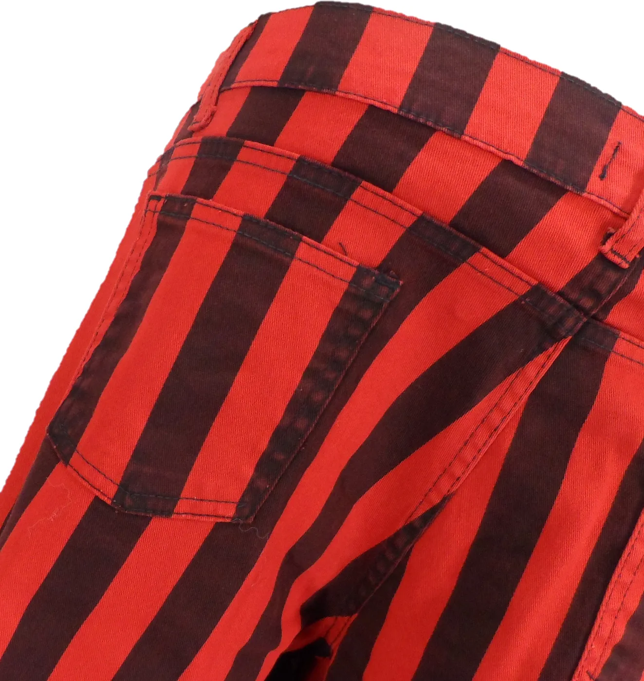 Run & Fly Mens Black and Red Striped Skinny Jeans